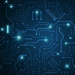 Blue digital circuit board.