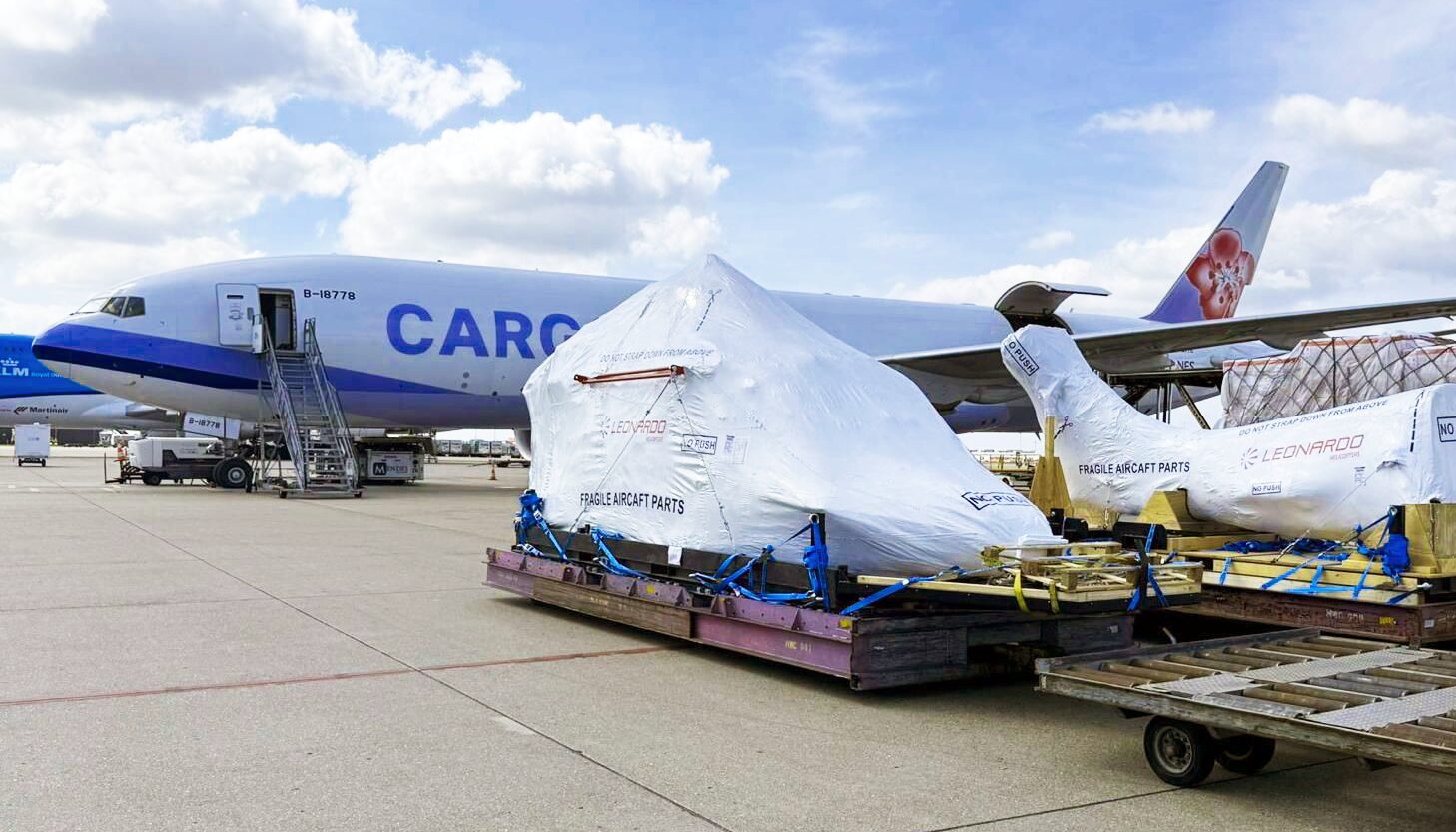 Time-critical AOG helicopter parts loaded for immediate air freight transport.
